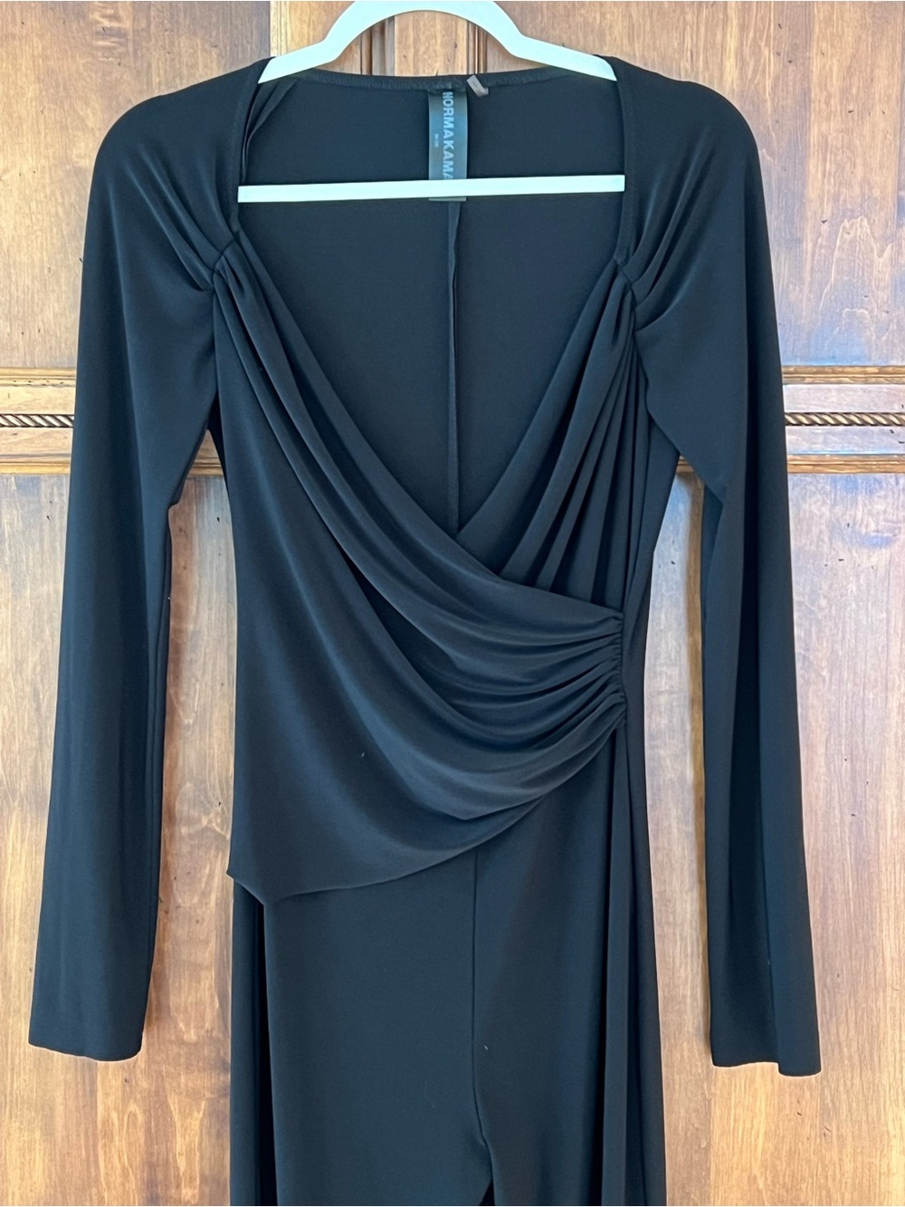 Norma Kamali jumpsuit | draped sweetheart neckline | Long Sleeves | SZ M 38 - Picture 9 of 13
